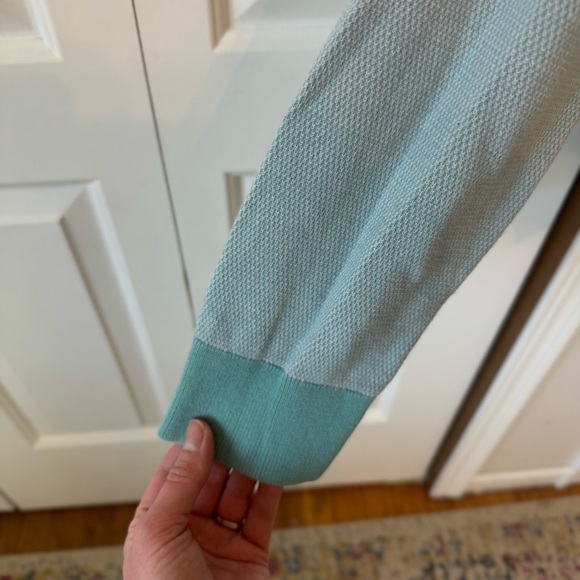 Lands’ End Men’s Green & White V Neck Long Sleeve Sweater 100% Cotton Size XL - Picture 4 of 12